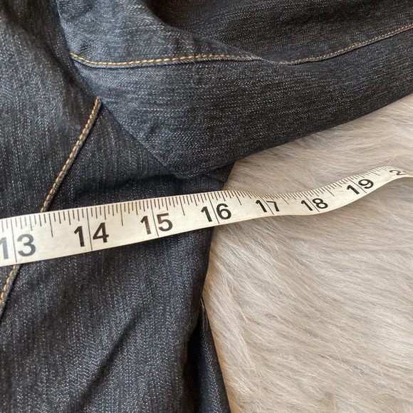 Bisou Bisou Blazer Sz Small Dark Wash Stretch Denim Jacket 2 Buttons Casual Work - Picture 7 of 9